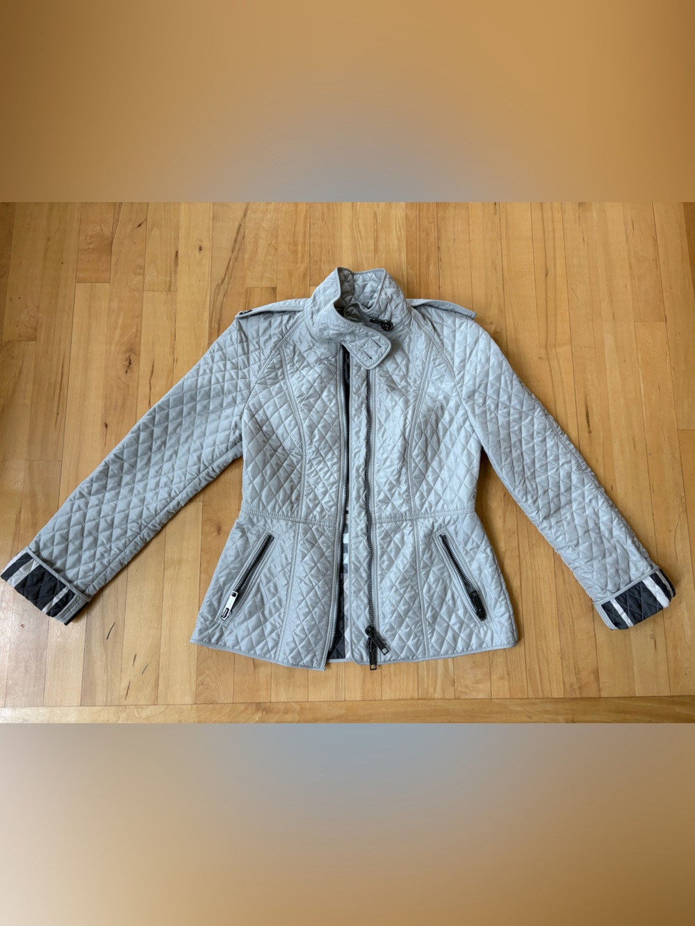 Burberry Light Gray Quilted Puffer Jacket